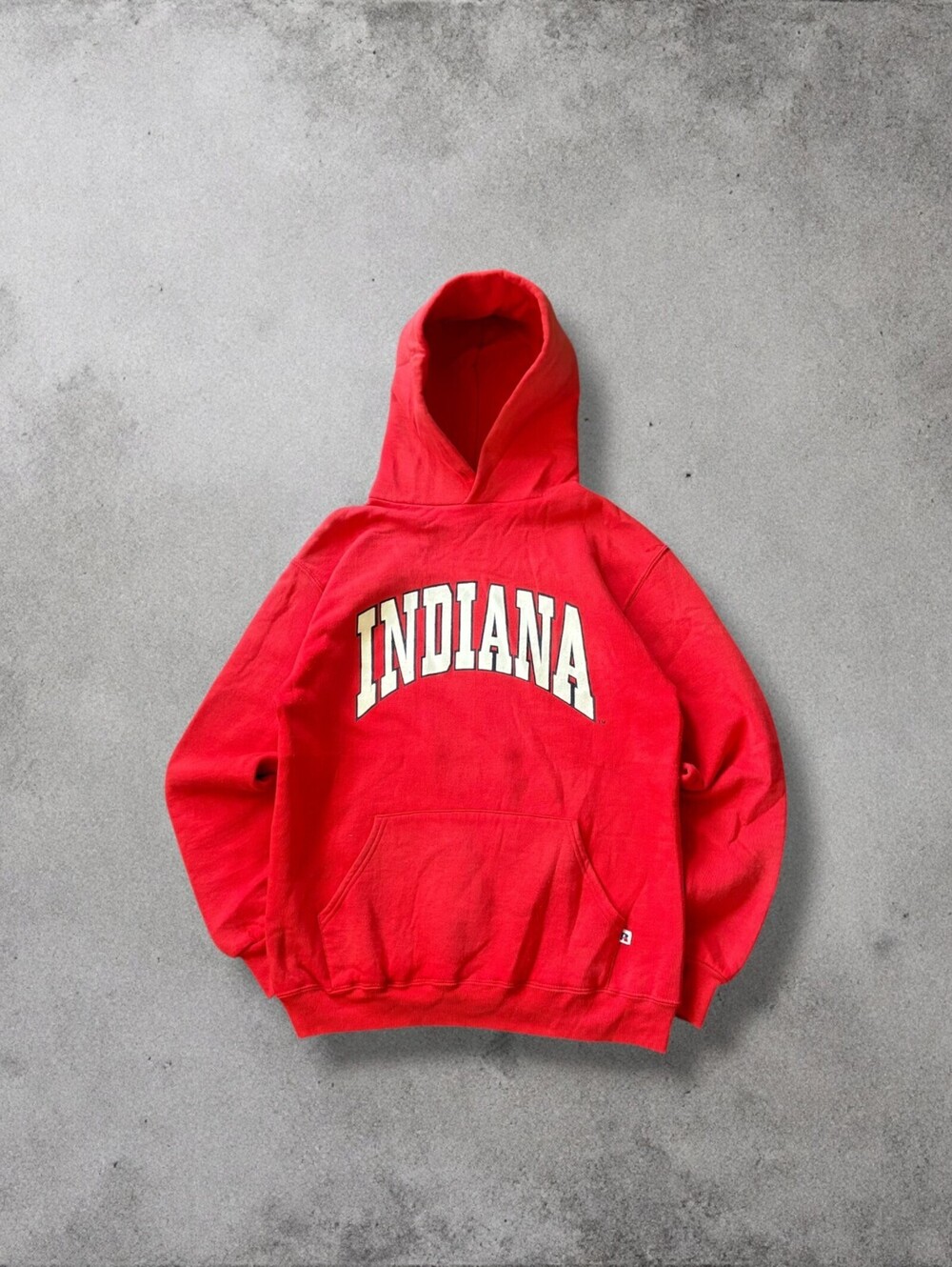 Vintage 80s Russell Athletic Indiana Hoosier Collegiate Hoodie Mens Medium Red